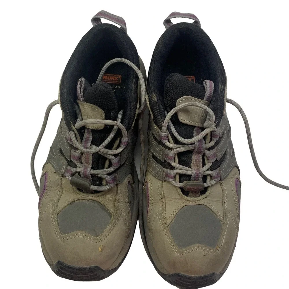 WORX Women Steel Toe Shoes Size 7 Gray Purple Red‎ Work Hiking Sneakers